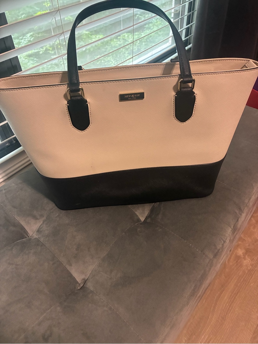 kate spade Two-Tone Black and Cream Saffiano Tote